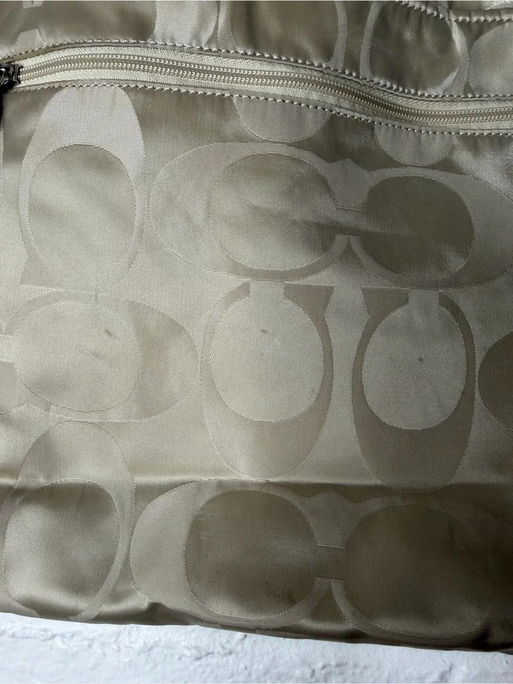 COACH Metallic & Beige Baby Bag or Tote with Shoulder Strap and Hangtag F77577